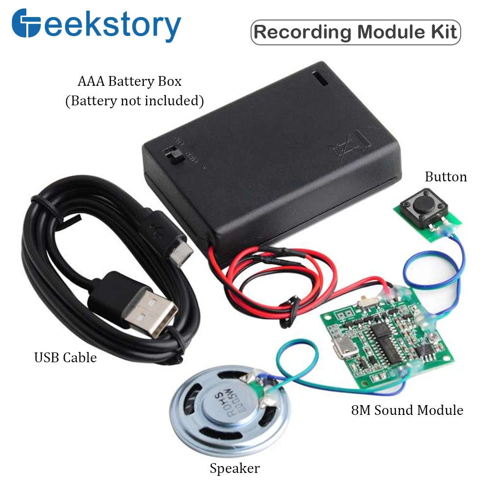 Recordable Sound Module 8M MP3 WAV Voice Player Programmable Board with Speaker Button Control for for DIY Music Box Gift