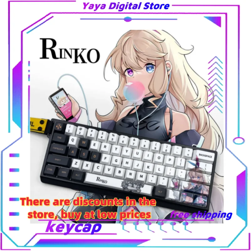 

Колпачок для клавиатуры на тему Rinko, механическая клавиатура, 109 клавиш, процессор сублимации Pbt, коллекция анимационных подарков, аксессуары для игровой клавиатуры