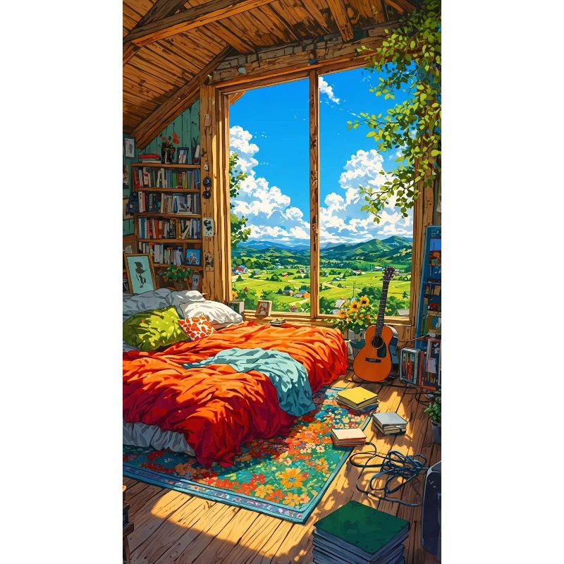 

500/1000/1200/2000 PCS Jigsaw Puzzles Scenery House on the Prairie Family Activity Games for Gameroom Bedroom Gifts Home Decor