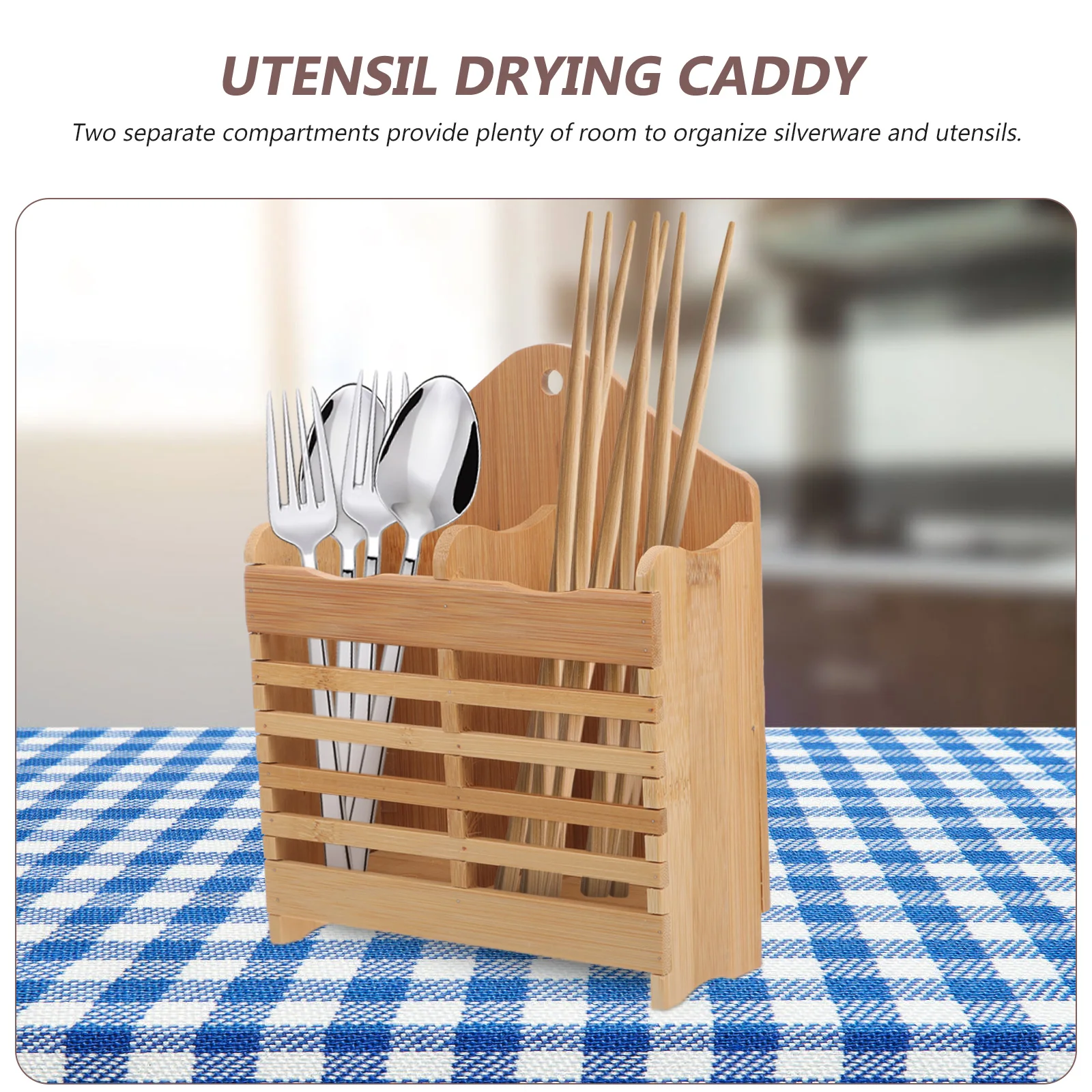 Bamboo Chopsticks Holder Large Flatware Organizer Drying Rack Utensil Storage Caddy For Dinner Party Tableware Eco