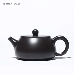 170ml Yixing Stone scoop Teapots Master Handmade Purple Clay Tea Pot Raw Ore Black Mud Beauty Kettle Chinese Tea Set Gifts