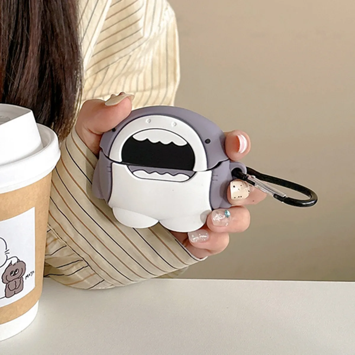 Headphone Case for Samsung Galaxy Buds 3/Buds 3 Pro (2024 Release),Cute Creative Shark Design Silicone Ear Buds case with Hook