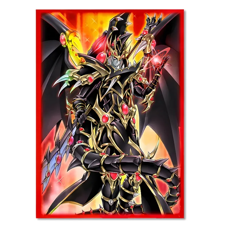 50pcs Yu-Gi-Oh! Red-Eyes Dark Dragoon Laser Table Card Game Card Protective Sleeve Animation Cartoon Game Collection Card Sleeve