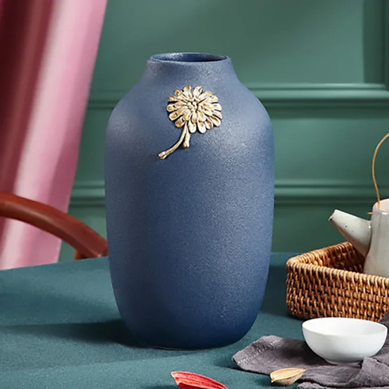 

Nordic Modern Minimalist Ceramic Vase Blue Vases Desktop Decoration Decoration Accessories Abstract Flower Potterrarium Декор