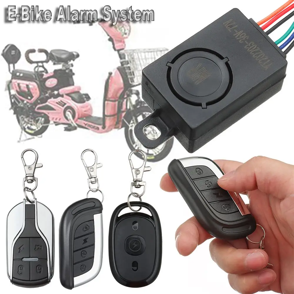 Universal Replacement Refitting Parts E-Bike Alarm System With Two Remote Control Electric Bicycle Security Motorcycle Scooter