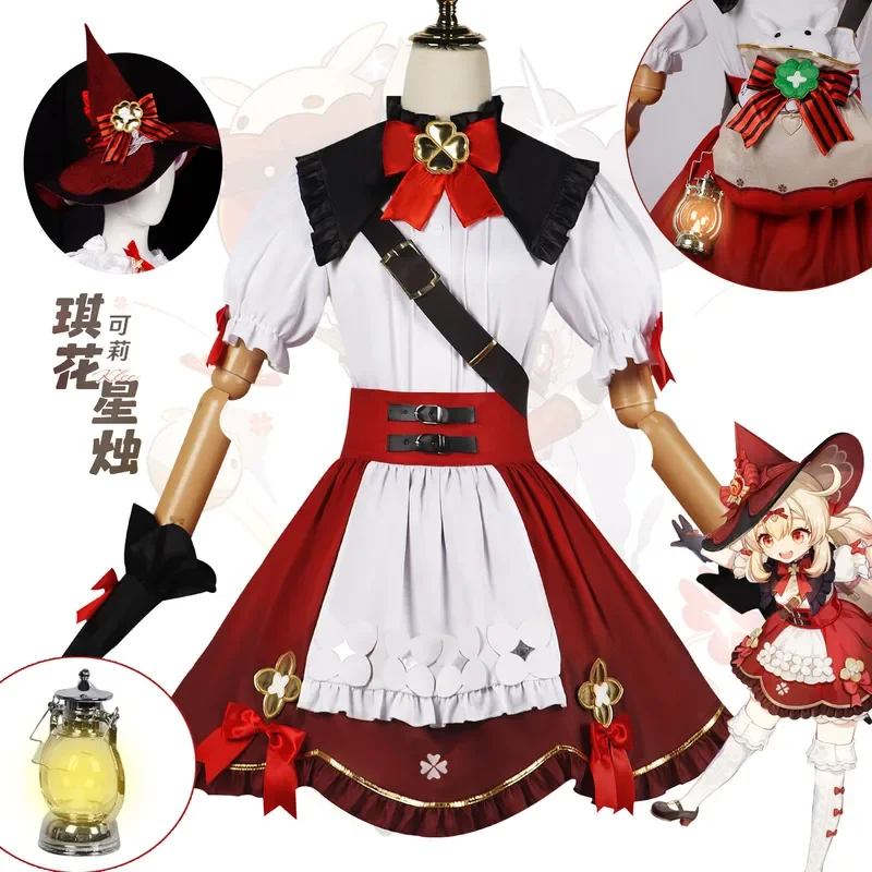 Klee Cosplay Genshin Impact Costume New Skin Blossoming Starlight Kids Outfits Dress Hat Wig Backpack Witch Women Comic Cn Game