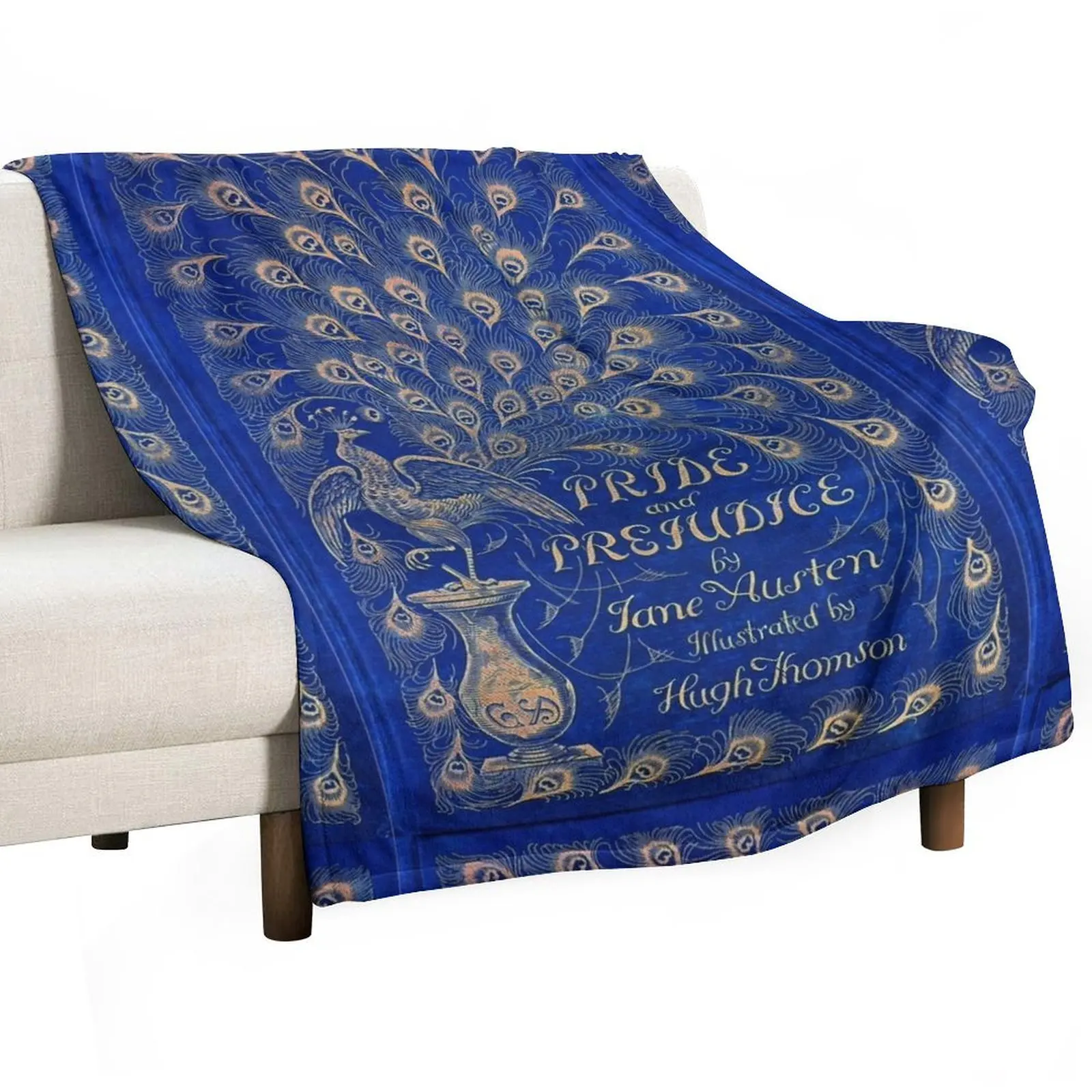 Pride and Prejudice, 1894 Peacock Cover in Blue Throw Blanket Luxury St anime Summer Beddings halloween Blankets