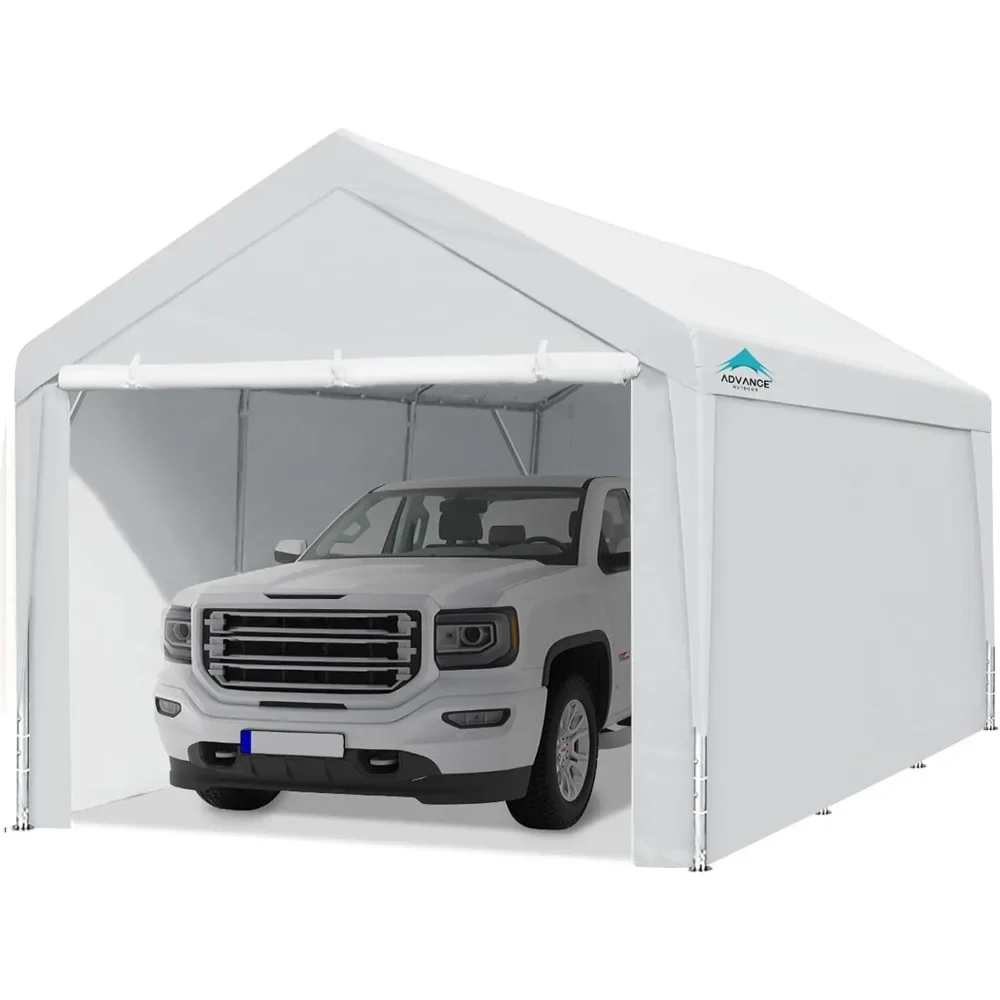 12x20 ftHeavy Duty Carport with Removable Sidewalls and Doors, Adjustable Height Car Canopy Garage Party Tent