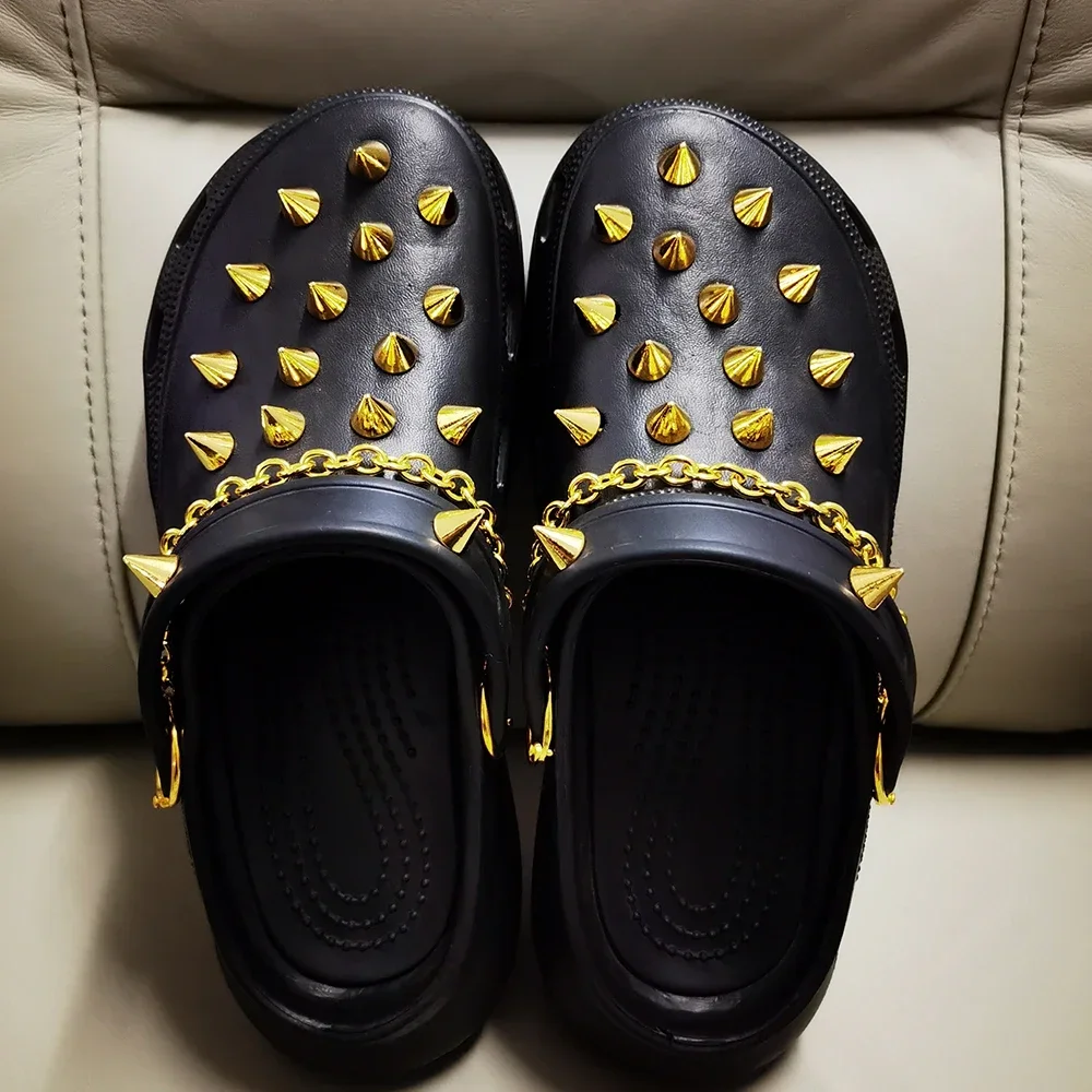 

Punk Metal Rivet Series Cool Spikes Designer Charms Trendy Adornment for Clogs Sandals Ins Popular Shoe Accessories Hot Studs
