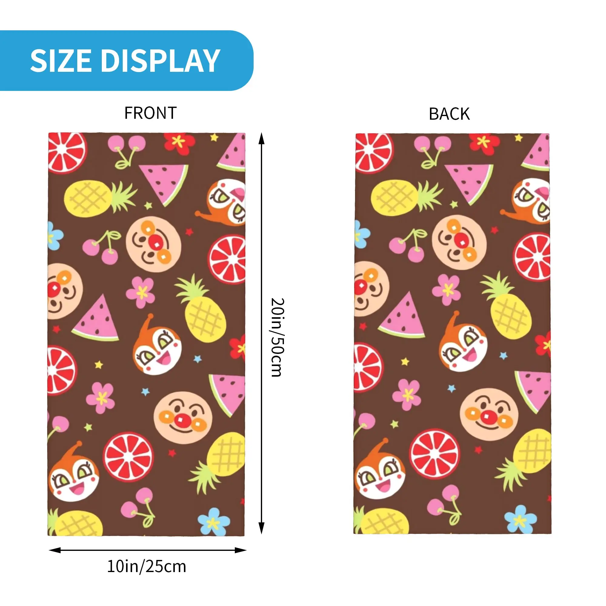 Round Cartoon Characters (6) Bandana  Cover Club Anpanman  Wrap Scarf  Cycling Riding AdultWashable Neckerchief