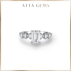 ATTAGEMS 2025 Octagon Cut 1.0CT Moissanite Ring for Women Solid 18K 14K 10K White Gold Wedding Engagement Jewelry Gift Pass Test