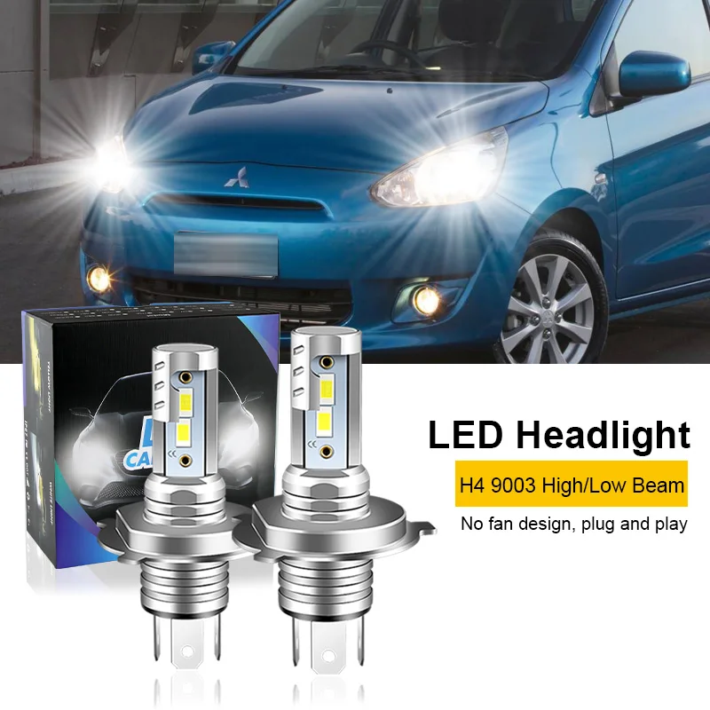 

2PCS For Mitsubishi Mirage 2014-2019 H4 9003 LED Headlight Bulbs CSP Fanless High & Low Beam H4 LED Headlamp 12000lm 6000K