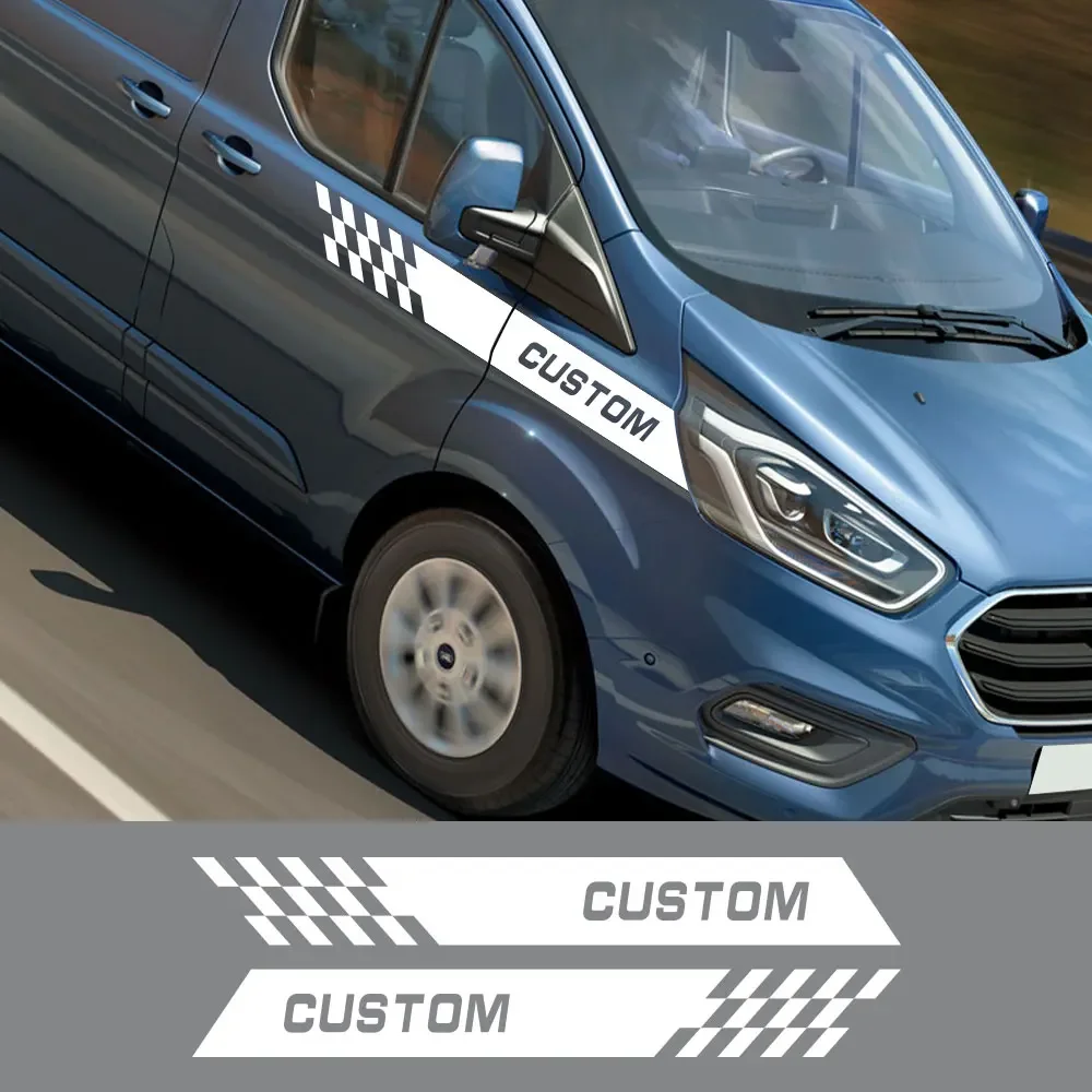 2Pcs/Lot Car Stickers Camper Sport Styling Stripes Vinyl Decals For Ford Transit Custom Tourneo MK7 MK8 Tuning Accessories