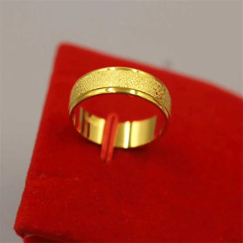 Stainless Steel Gold Color 2/4 mm Frosted Finger Rings for Men Women Size 5-12# Wedding Band Couple's Jewelry High Quality Gifts