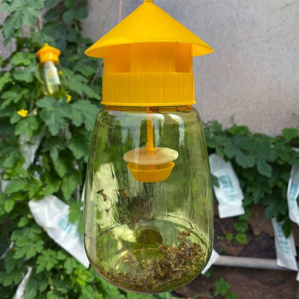 1/2 قطعة فخ الذباب الفاكهة كيل الأصفر البلاستيك Drosophila فخ مكافحة يطير الفاكهة يطير القاتل الماسك بستان الحشرات فخ مكافحة الآفات ل #5