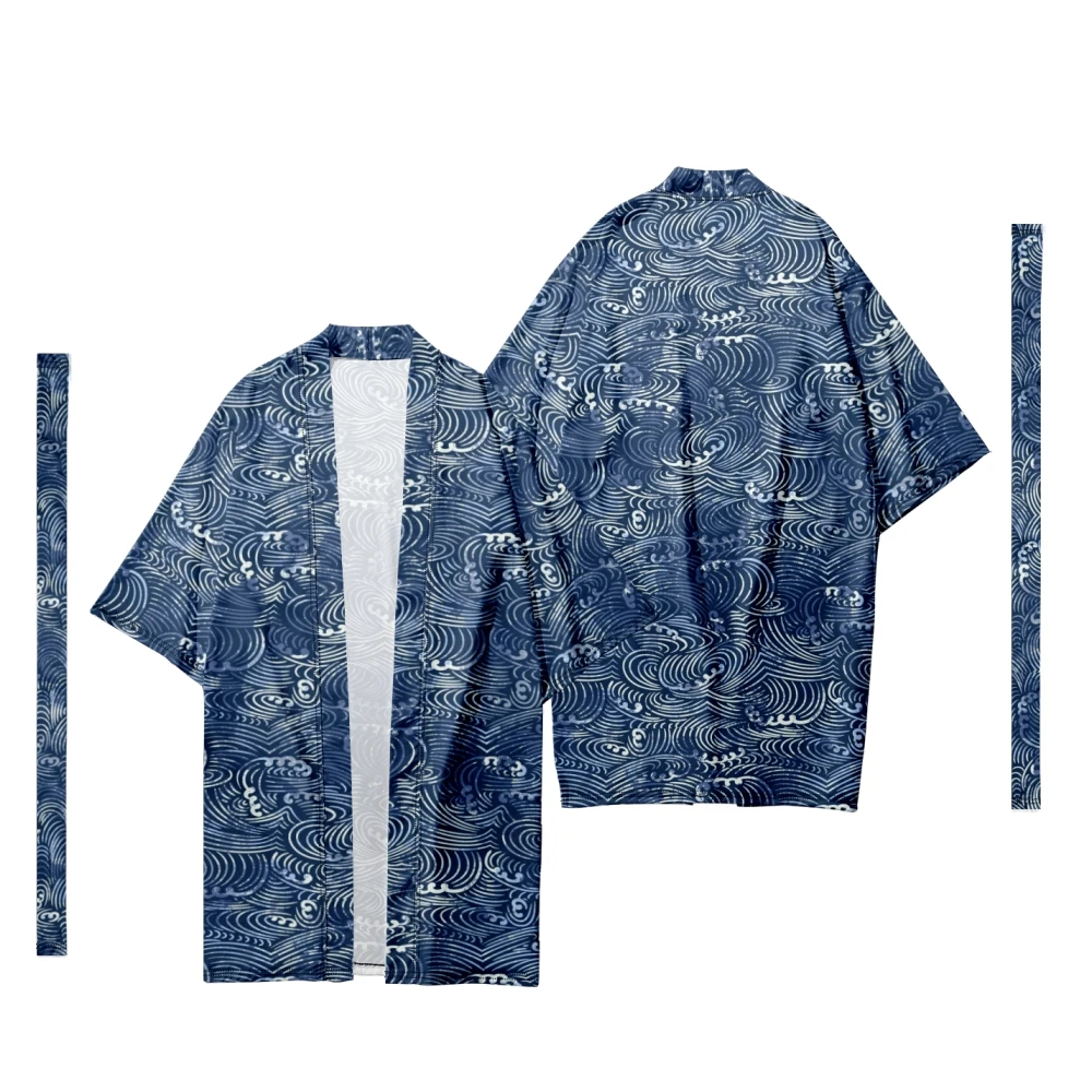 

Men's Japanese Sakura Pattern Long Kimono Cardigan Men's Samurai Costume Kimono Traditional Kimono Shirt Yukata Jacket 11