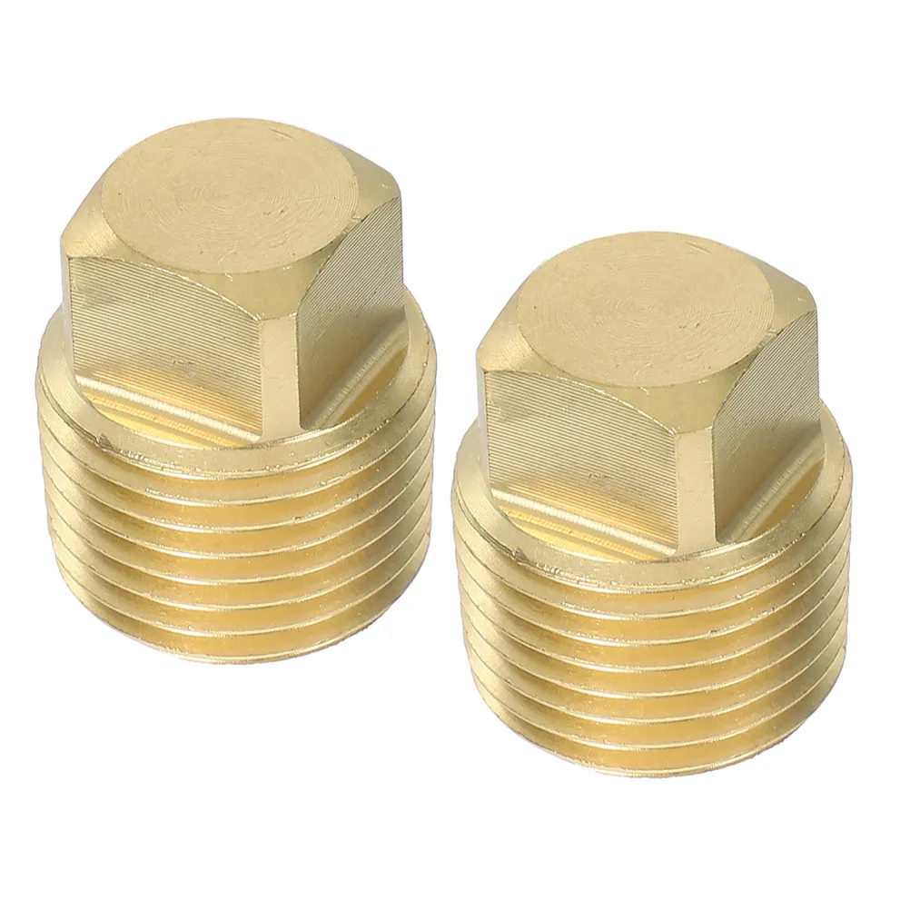 2Pcs Marine Hardware Brass Threaded Pipe Plug Copper Anti-Leak Replacement Drain Plug for Boat Hulls Yacht Bspt14 Industrial