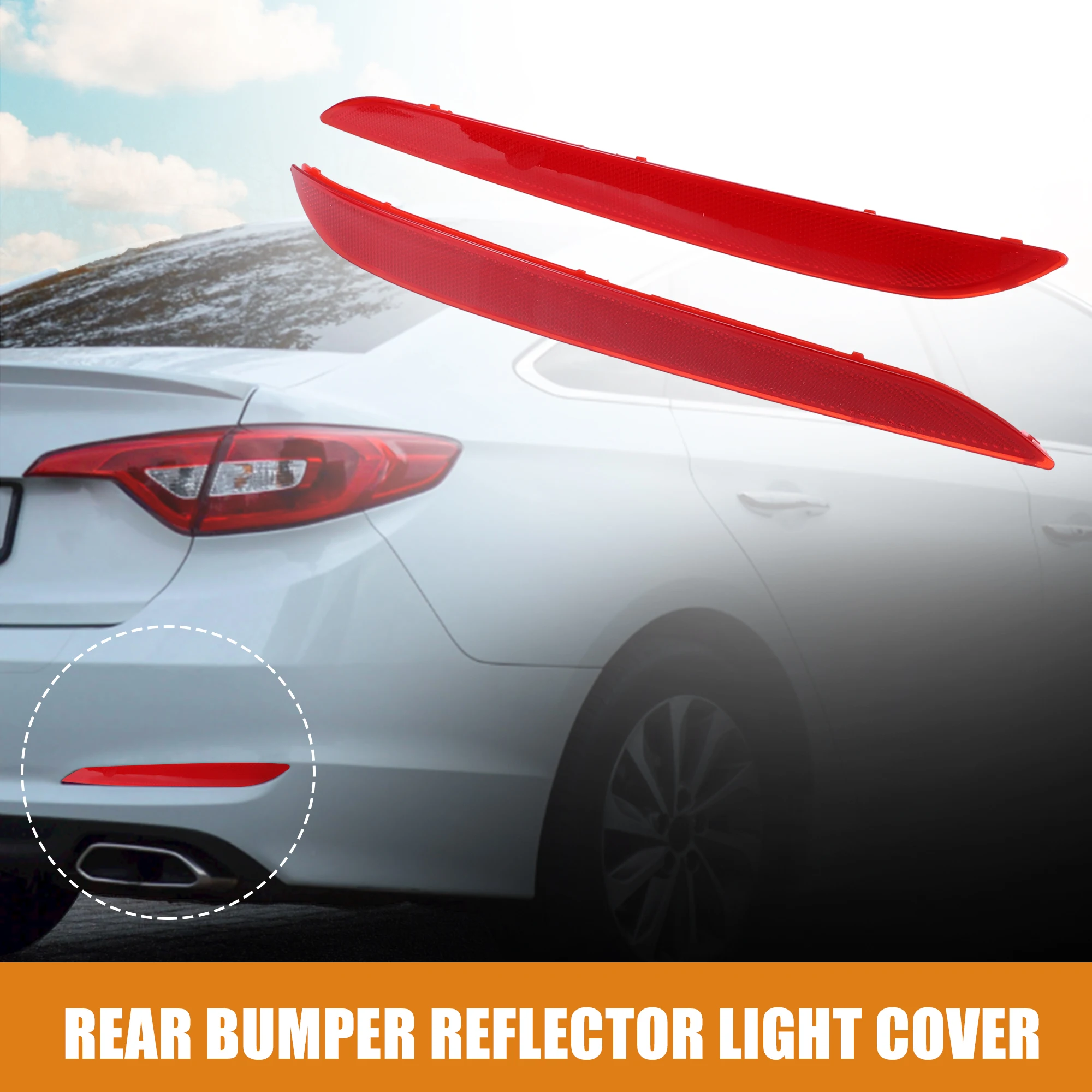 Uxcell 1 Pair Rear Bumper Reflector Light Cover for Hyundai Sonata 92405-C1000 Red