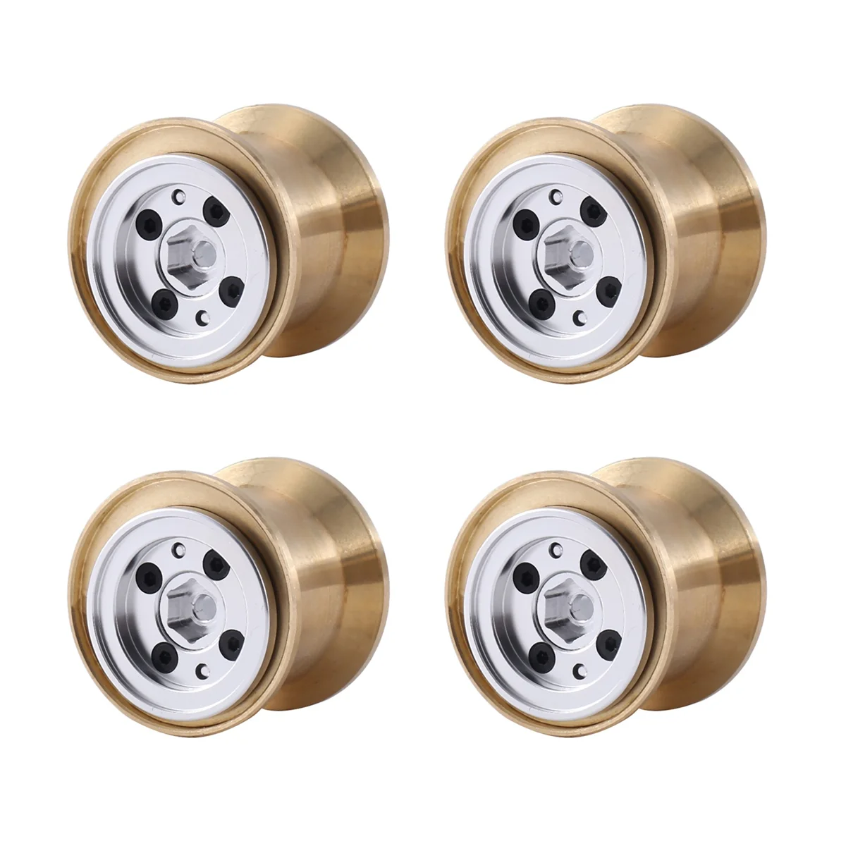 4Pcs Brass Clamp Ring Metal 1.0 Wheel Rim Wheel Hub for FCX24 Max Smasher 1/24 RC Crawler Car Upgrade Accessories,2