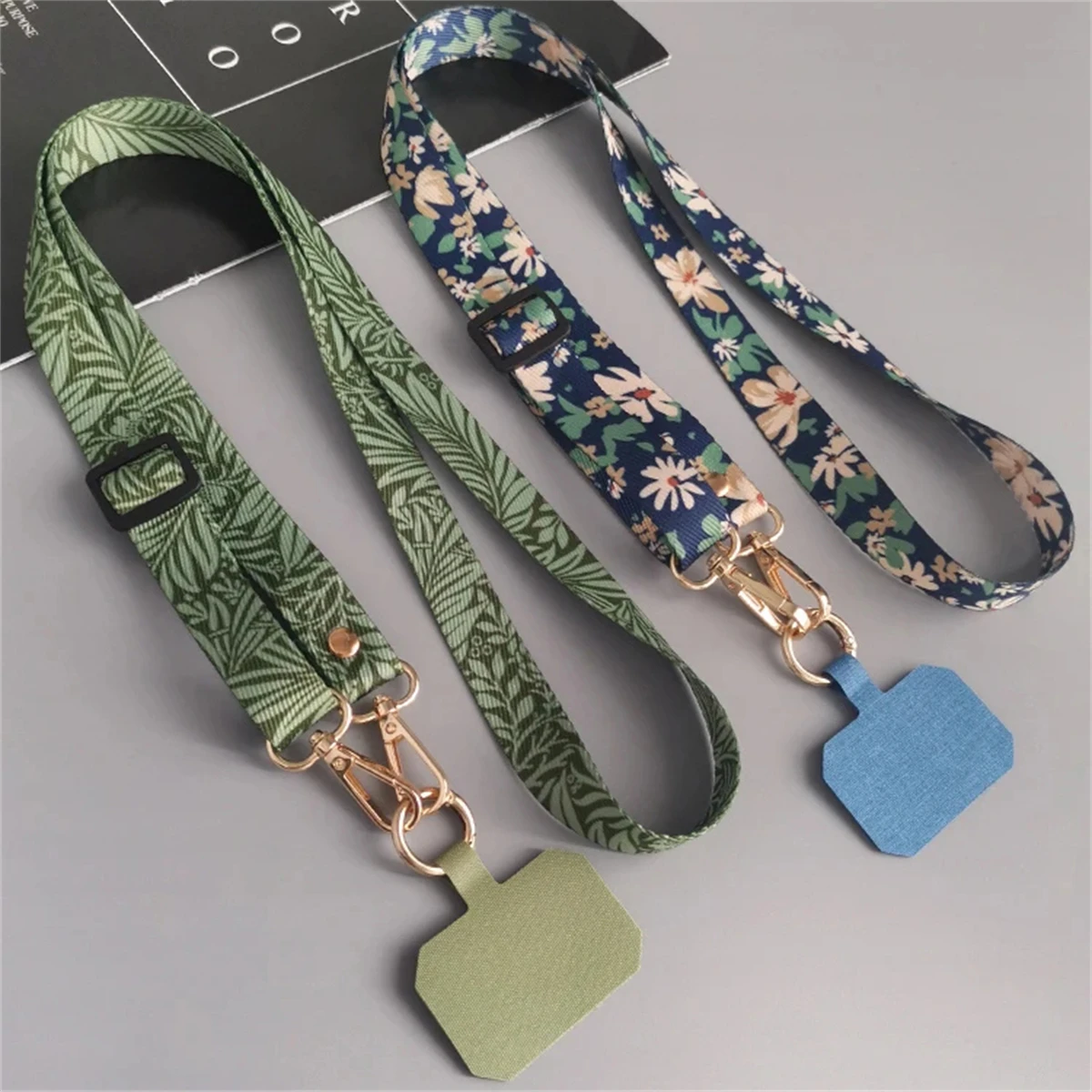 Green Leaves Adjustable Neck Cord Phone Strap Mobile Phone Straps Patch Cell Holder Phone Hanging Cord Phone Lanyards Strap