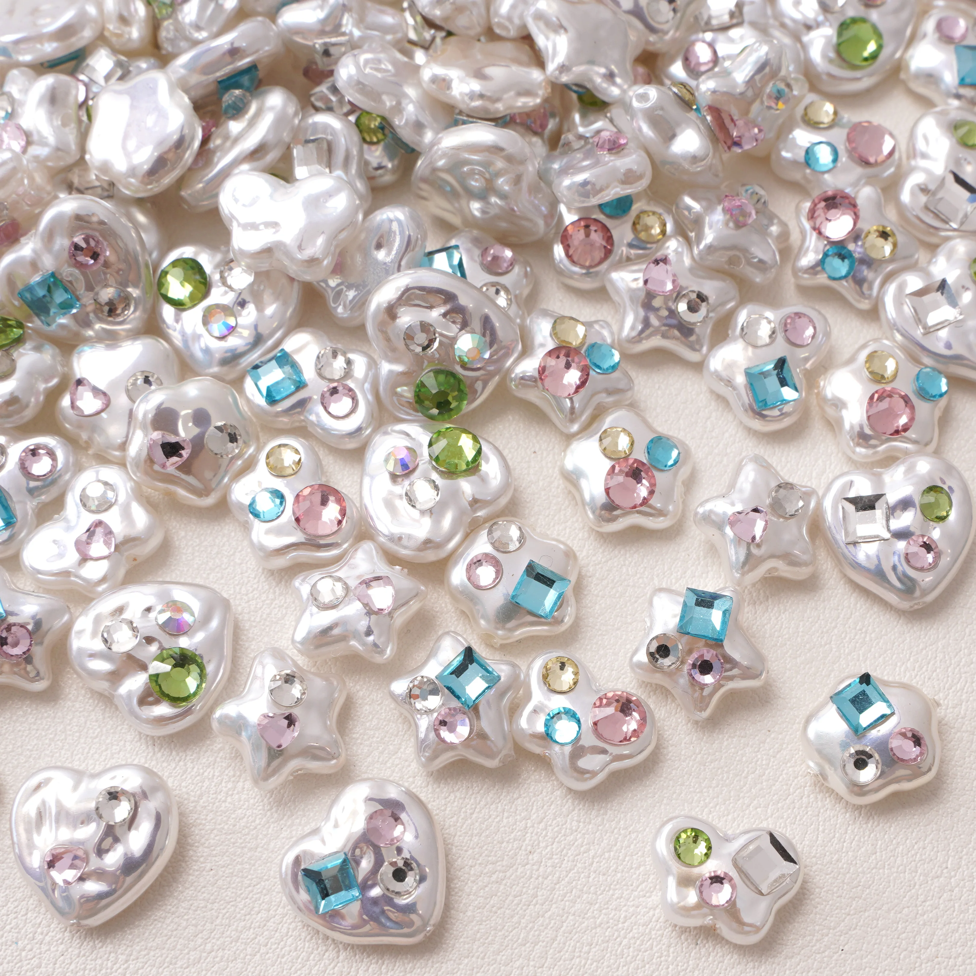 1pc Star Butterfly Heart Beads Inlaid Crystal Acrylic Imitation Pearl Beads For Jewelry Making DIY Bracelet Necklace Accessories
