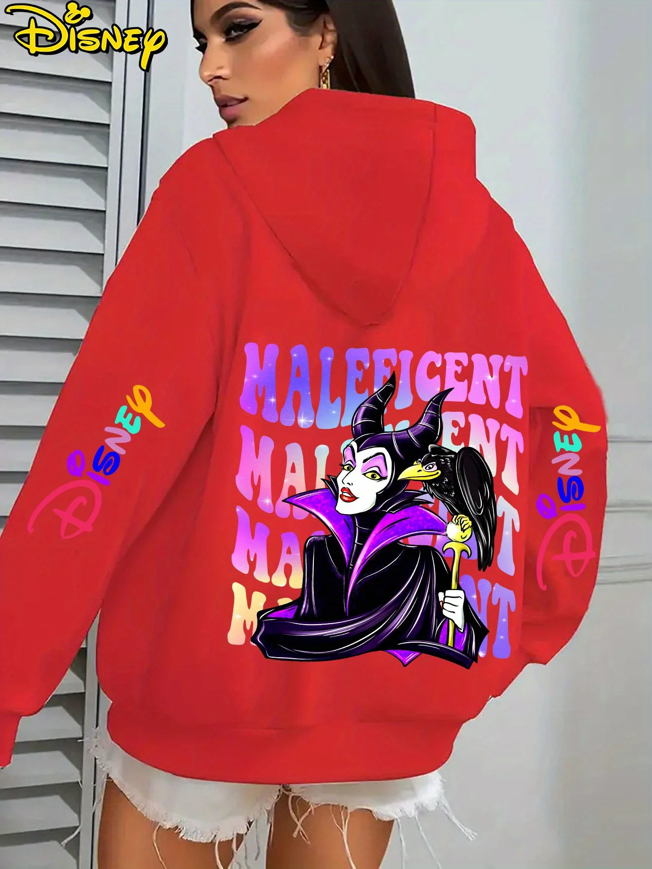 Design del personaggio con stampa del piede rosa di Ms. Marifeson di Disney Comodo pullover per l'autunno/inverno, stile casual, camicia Disney