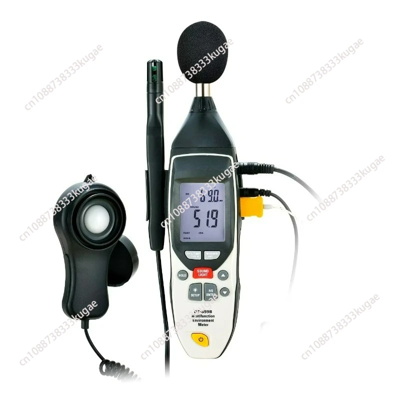 

DT-859B Многофункциональный экологический счетчик 5-в-1, измеритель уровня звука, измеритель света, влажность/термометр и анемометр