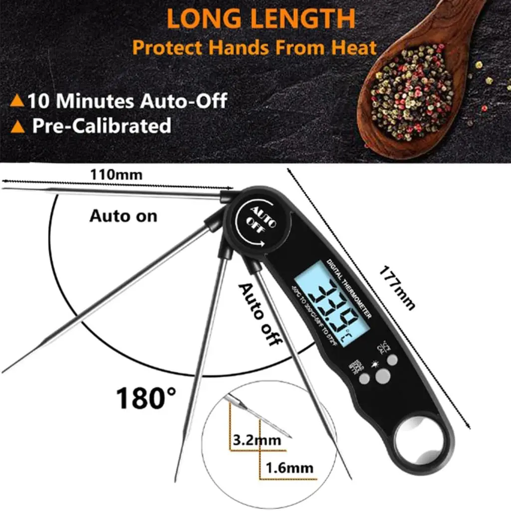 Hot selling folding food thermometer, kitchen meat thermometer, digital barbecue electronic thermometer