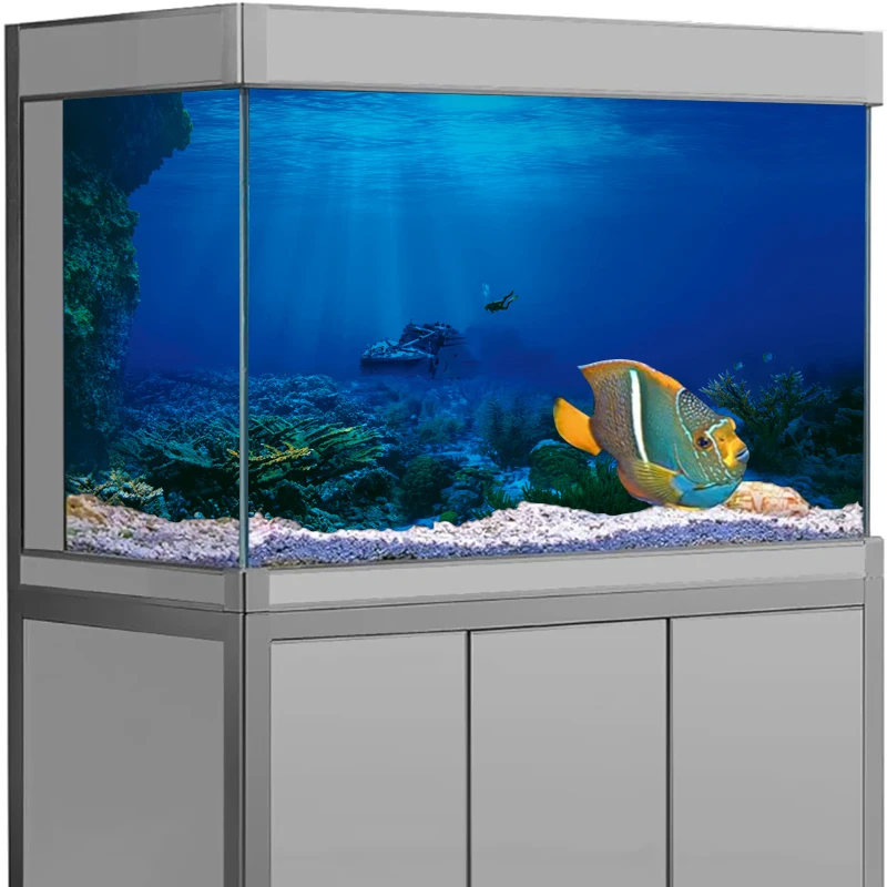 Deep Blue Sea Bottom  Aquarium Vinyl Sticker Background Poster HD Rock Stone Self Adhesive Fish Tank Wallpaper 3d Background