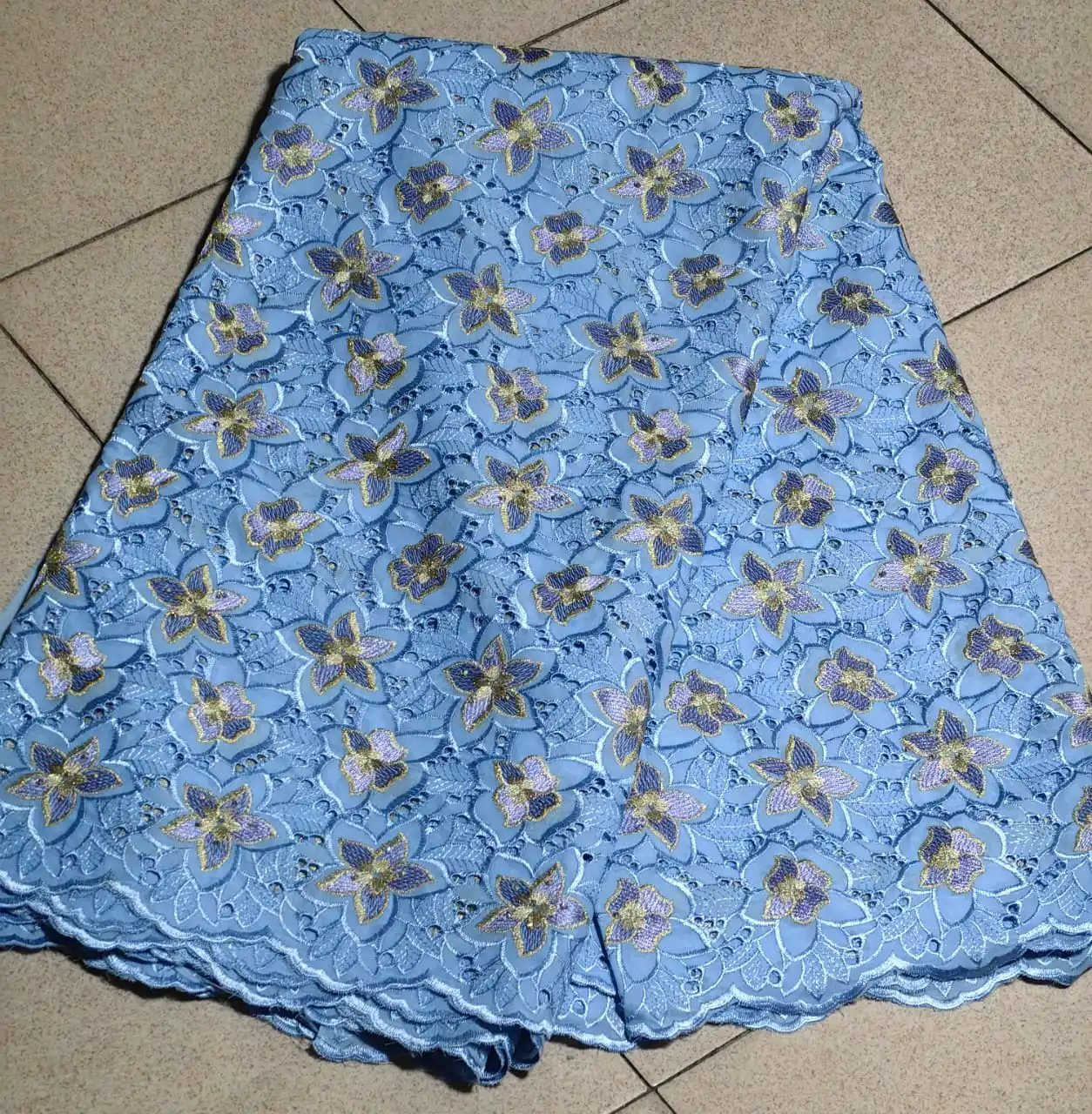 

Nigerian Embroidered with stone 2026 African cotton Lace Fabric For Sewing Women Dresses Latest 5 yards