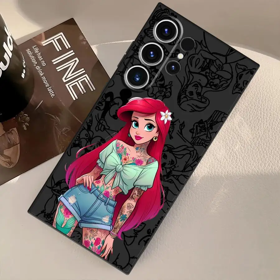 Disney Tattoo Ariel Princess Soft Back Phone Cover Case for Samsung Galaxy S9 S25 Ultra S21 S20 S25+ S24 Plus S24+ S22 S23 FE