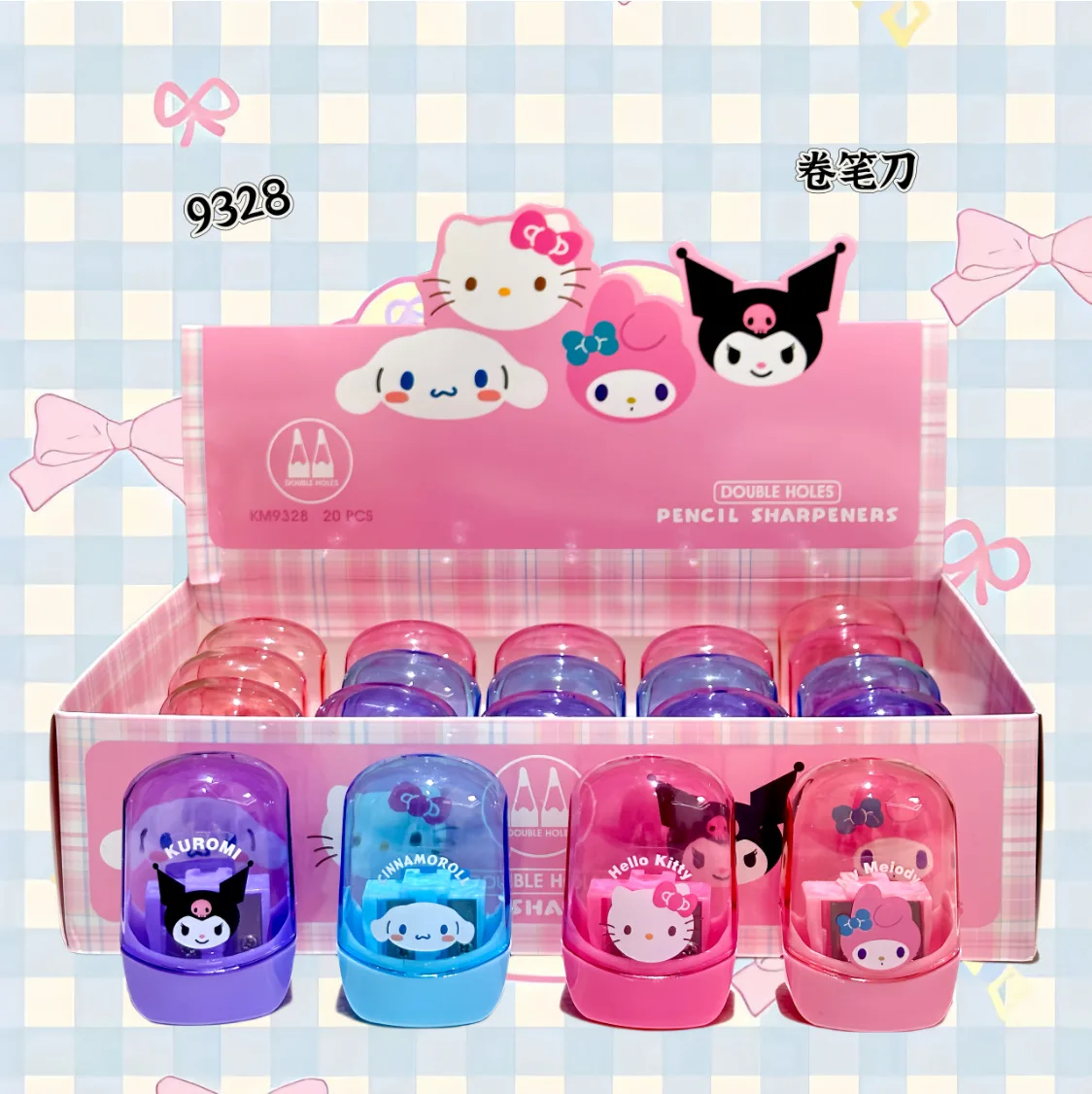 

4-20pcs Sanrio Pencil Sharpeners Hello Kitty Kuromi Cinnamoroll Students Double Hole Pencil Sharpener Stationery School Supplies