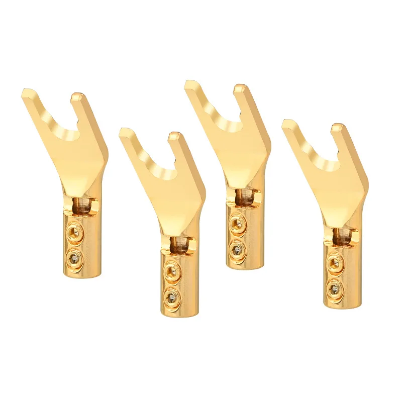 4pcs Hifi 4.5MM Y spade U Banana Plugs Adapter Connector Plug with Screw Lock Banana Jack Adapter For Video Audio Speaker