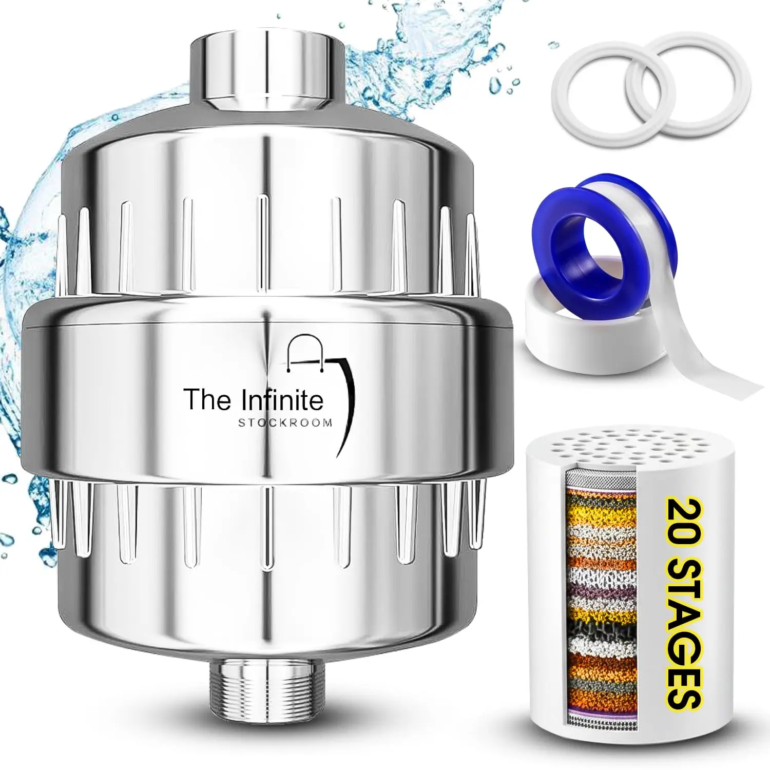 

Shower Filter, 20 Stage Shower Head Filter for Hard Water for Remove Chlorine and Fluoride, Reduce Dry Itchy Skin and Eczema, P