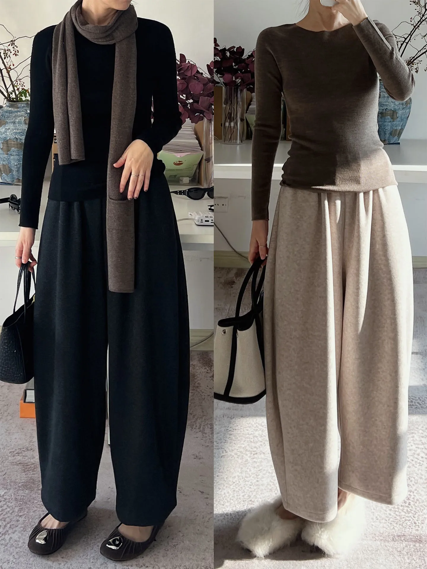 

Утепленные брюки-баллоны свободного кроя с эластичным поясом, зимние, повседневные, женские, укороченные, Cleanfit Sle