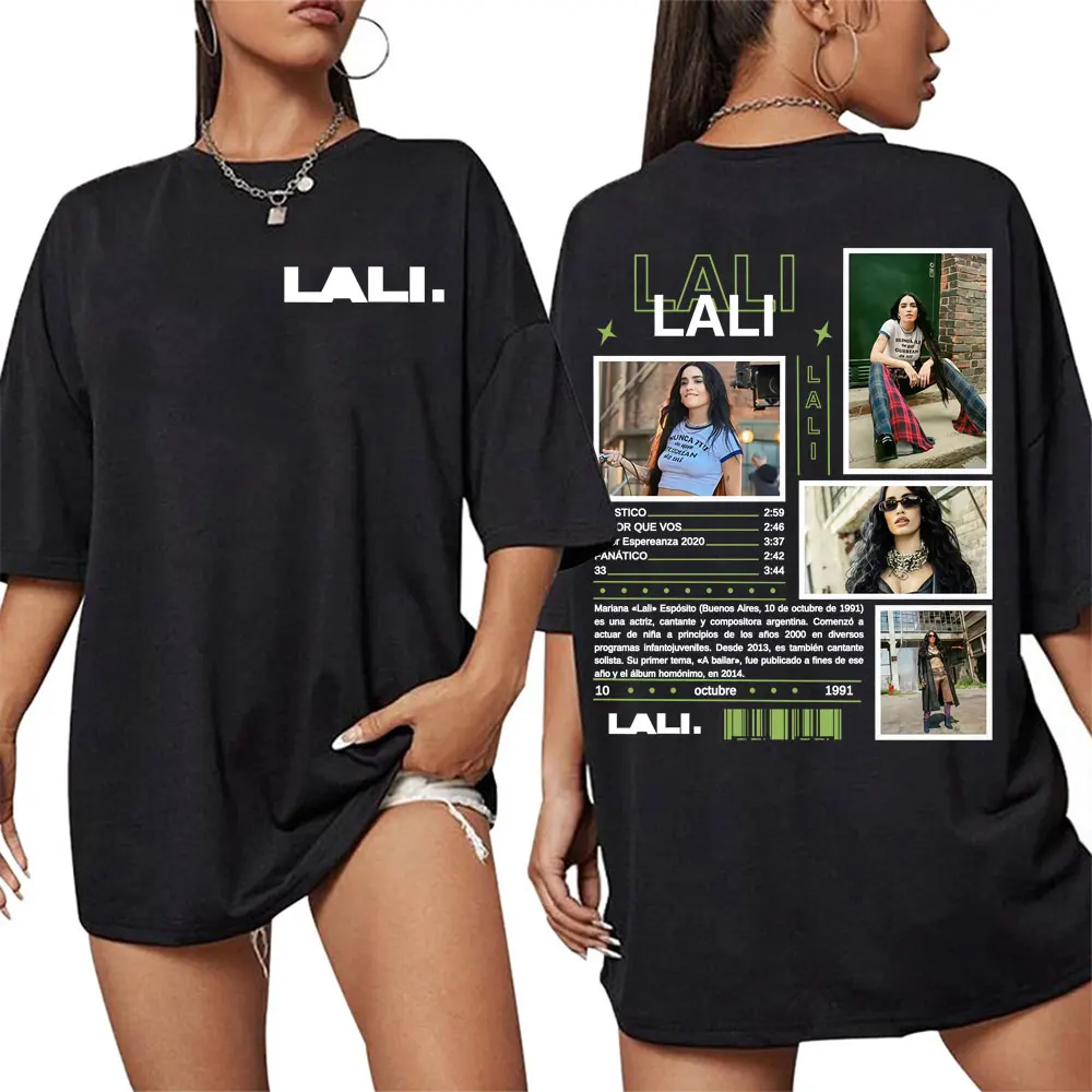 Cantante Lali Esposito álbum Tour 2025 cubierta 100 Camiseta estampada de algodón puro hombres mujeres Harajuku moda de venta al por menor comodidad Y2k