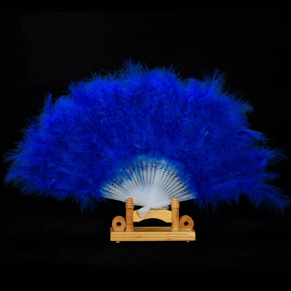 Wedding Showgirl Dance Elegant Large Feather Folding Hand Fan Decor Hairy Fan Colorful Fan For Party Dancing Festival Gifts