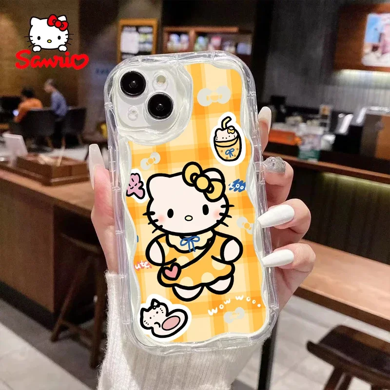 

Чехол для iPhone Sanrio Ins Style, простой женский чехол для телефона Kt Kawaii, аксессуар, чехол для мобильного телефона, подарок на день рождения «Hello Kitty»