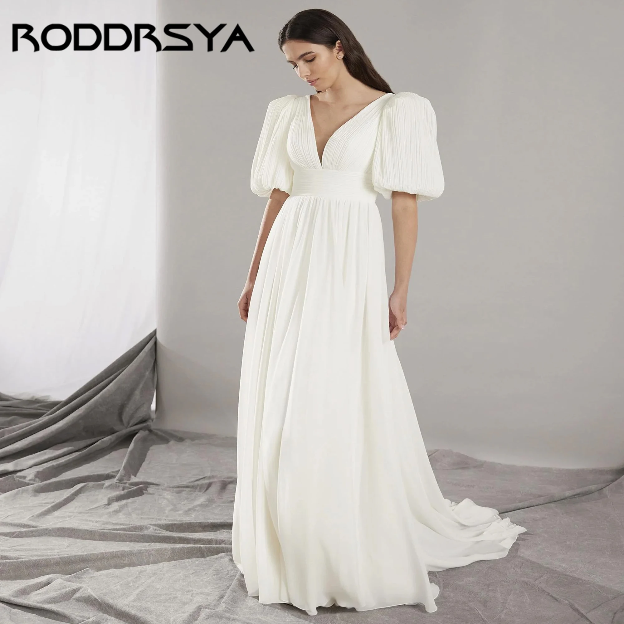 

A-Line V-Back Princess V-Neck Satin Half Selvees Wedding Dresses For Woman Luxury Bride Gown Vestido De Novia 2025 Customized