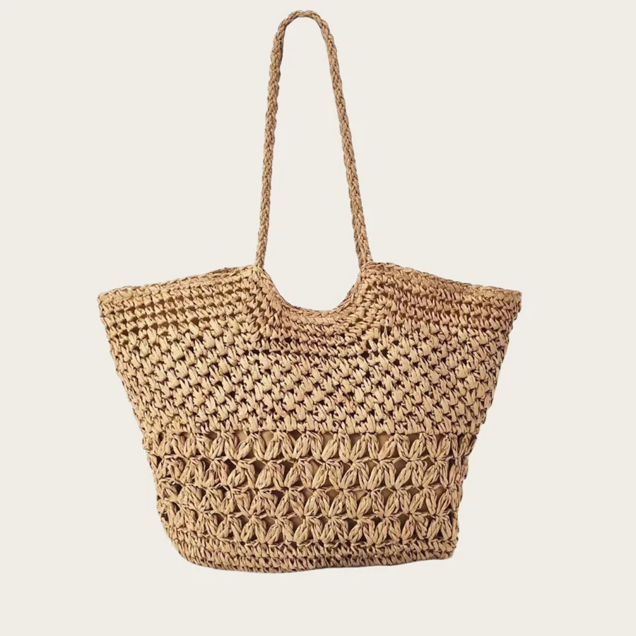 

Summer Straw Woven Bag for Women Hollow Out Shoulder Bag Raffia Paper Rope Boho Beach Handbags Casual Female Holiday Shopper Bag
