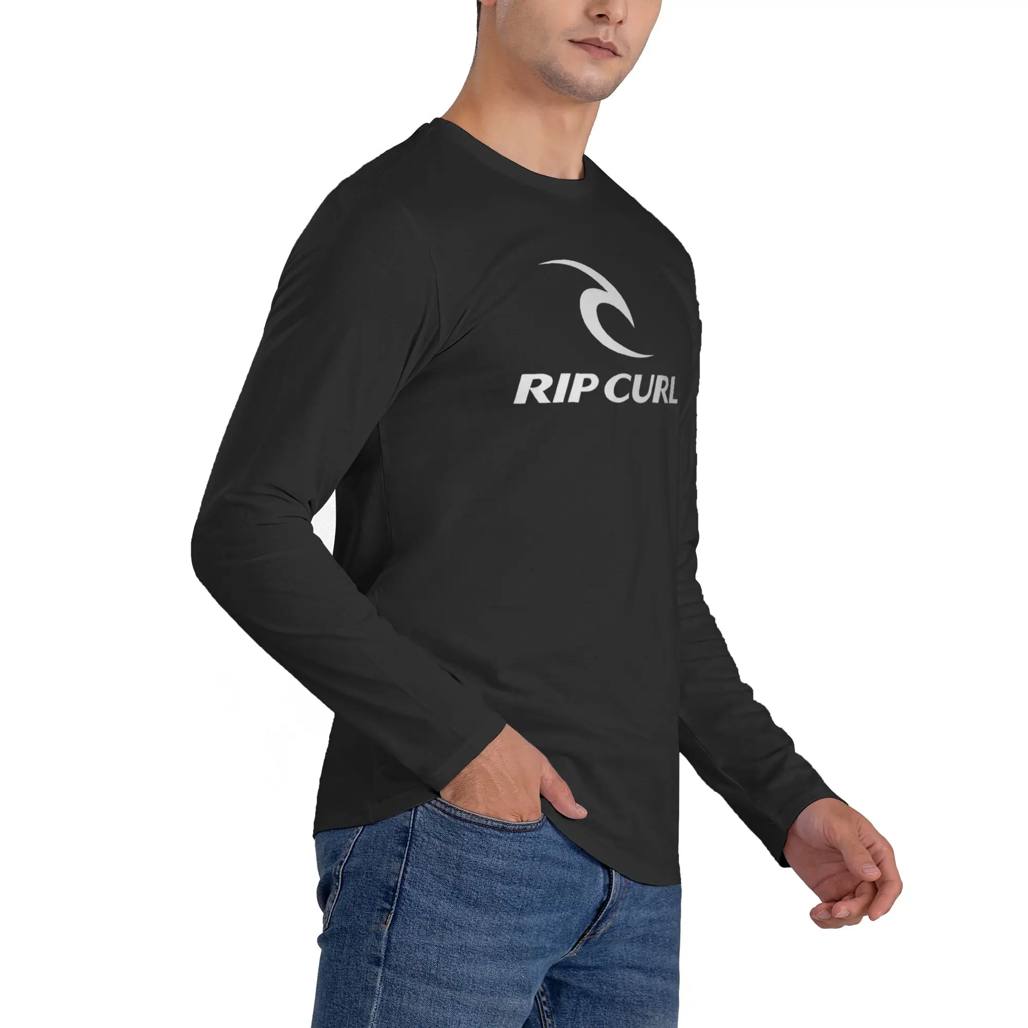 Rip Curl Logo Men's Long Sleeved T-shirt Casual Round Neck T shirts Spring and Autumn Men tops