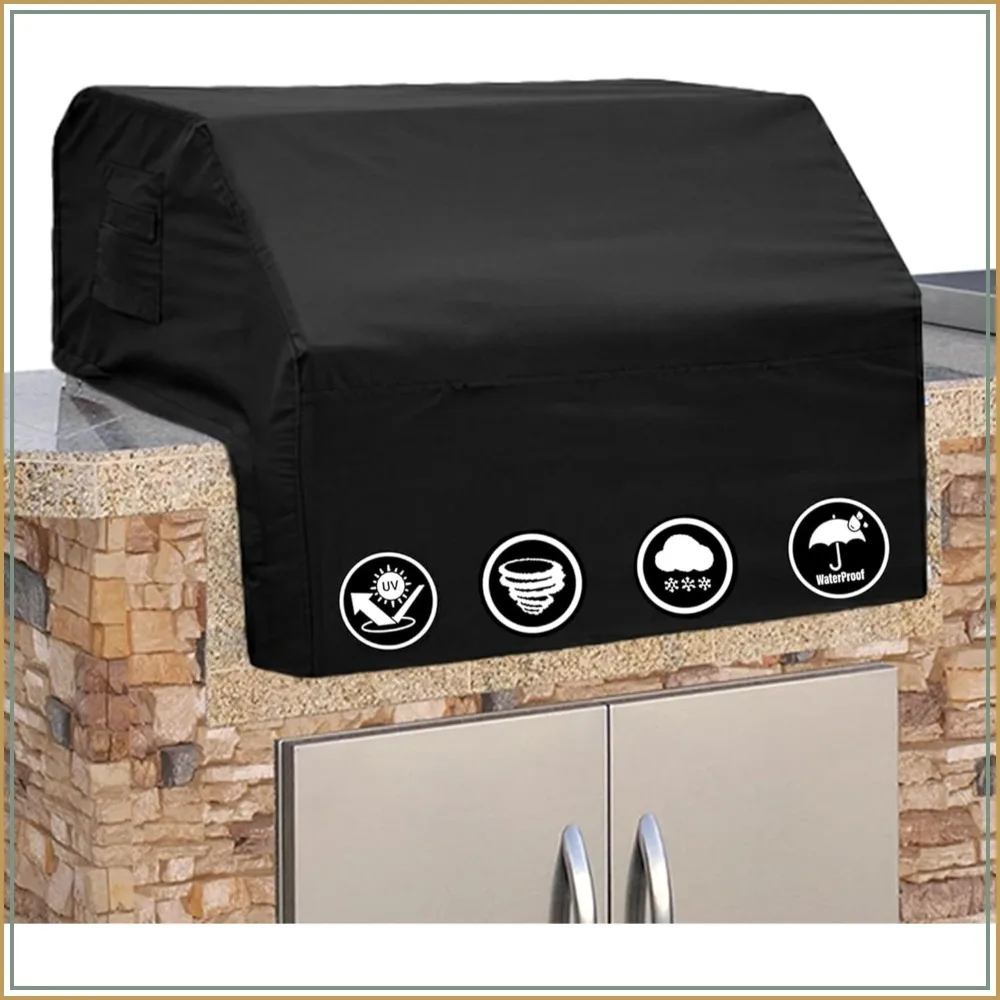 

Heavy Duty Waterproof Built-in BBQ Grill Cover, 12 oz PVC-Coated Polyester, Elastic Hem, 36x26x24 inches Black