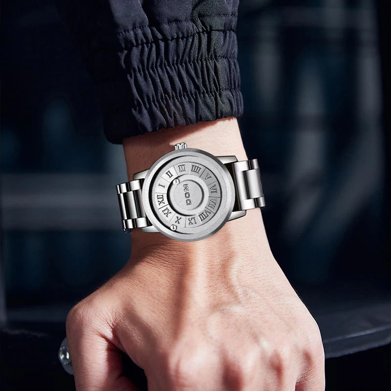 DOM 1345 Full Silver Stainless Steel Men Magnetic Quartz Watches Waterproof Male Factory Watches Relogio Masculino 2025