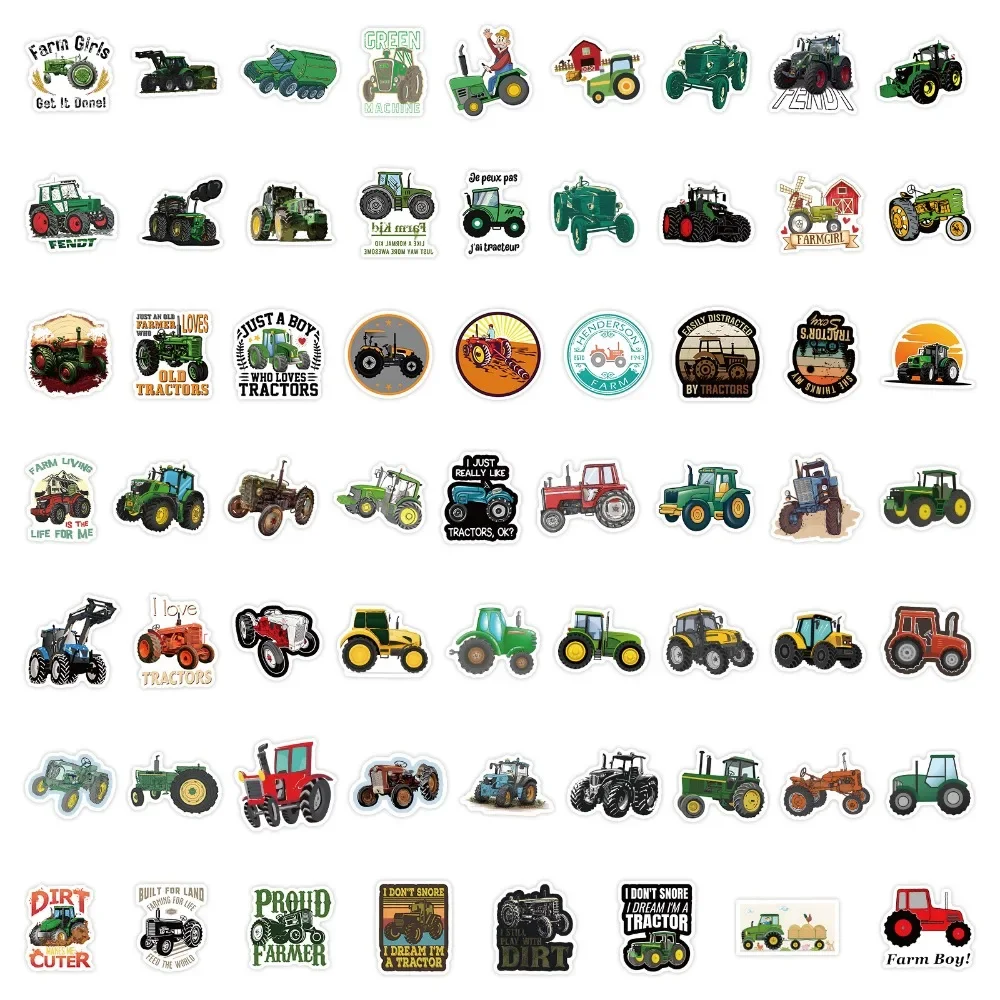 60pcs Cartoon Agricultural Tractor Graffiti Stickers Phone Bike Wall Scrapbook Motorcycle Waterproof Sticker for Kids Toys Gifts