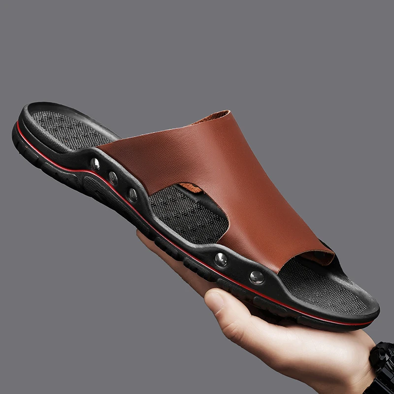 

Мужские удобные тапочки, роскошные мужские туфли 2024, кроссовки, домашние тапочки, сандалии из натуральной кожи, мужские летние шлепанцы, шлепанцы