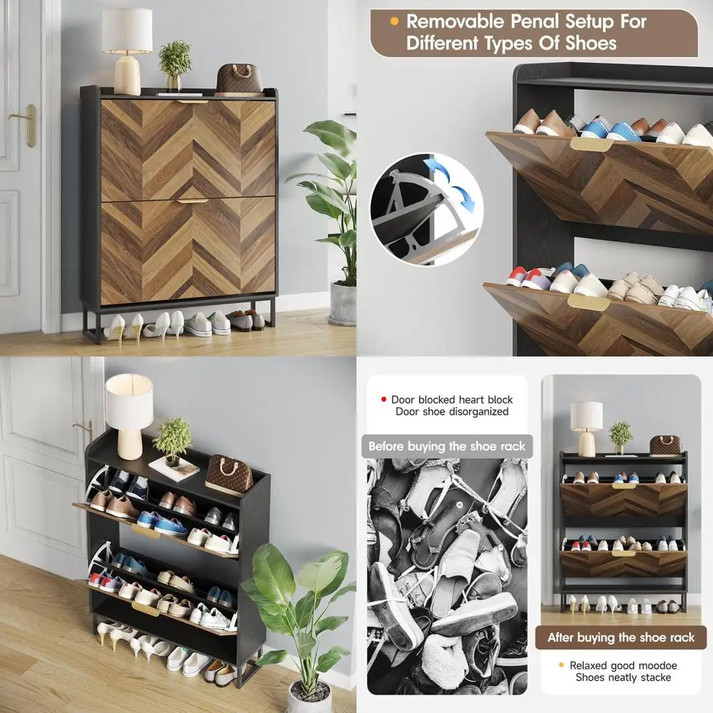 

Отдельно стоящий шкаф для хранения обуви с откидной ящиком для прихожей, органайзер для обуви в стиле фермерского дома