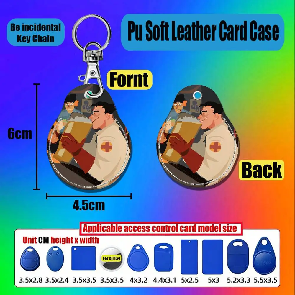 For Team Fortress 2 TF2 Medic For AirTag Case Card Holder Keychain ID Credit Bank Access Badge For Air Tag Case Shell
