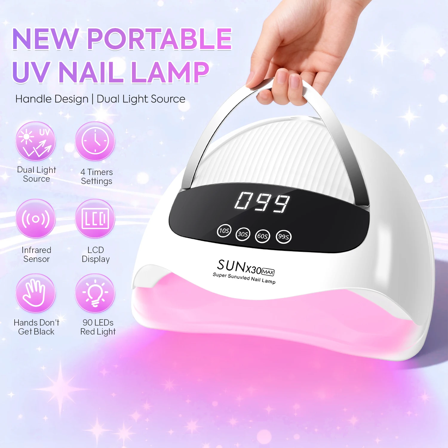 DianaBeauty 380W Professional UV LED Nail Lamp With LCD Display 90LEDS Nail Dryer for Drying All Gels Nail Polish Nail Art Tools