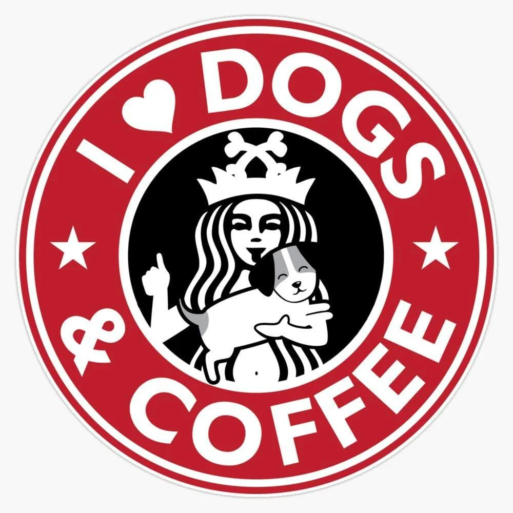 For I Love Dogs And Coffee Vinyl Waterproof Sticker Decal Car Laptop Wall Window Bumper Sticker