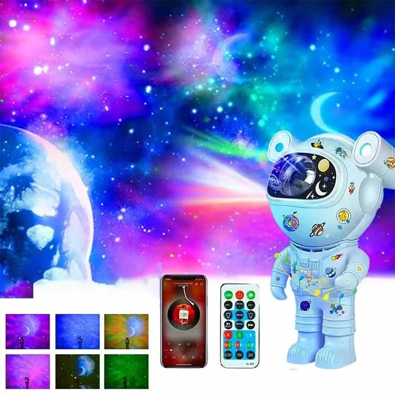 Upgraded Galaxy Night Light Astronaut Starry Nebula Moon Ceiling Sky Projector Light with Timer and Remote Bluetooth Speaker